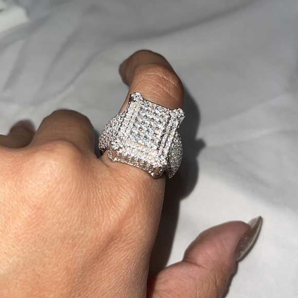 VS D Clarity GRA Certified Men Iced out Ring 14k Gold Vermeil Moissanite Diamond - Picture 7 of 8